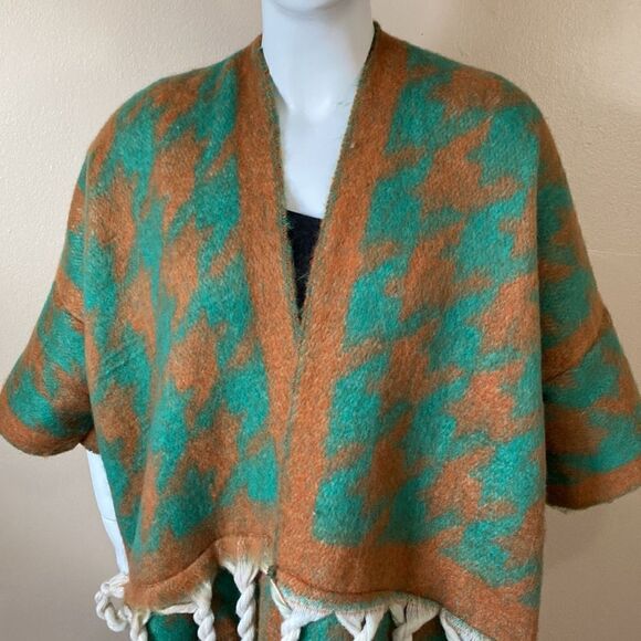 NWOT Warm Long Knit Tassel Winter Cardigan - Green & Chestnut - Picture 15 of 15